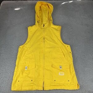 Ralph Lauren Women Medium Vest Hooded Yellow Windbreaker Lined Vintage‎ Rare
